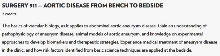 Surgery 911 - Aortic Disease from Bench to Bedside: 2 credits