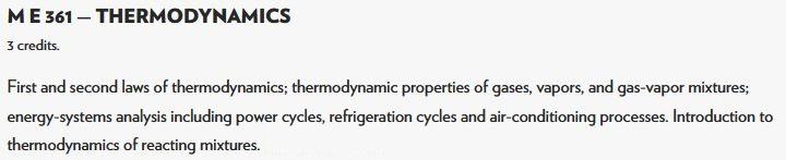 ME361 - THERMODYNAMICS Image