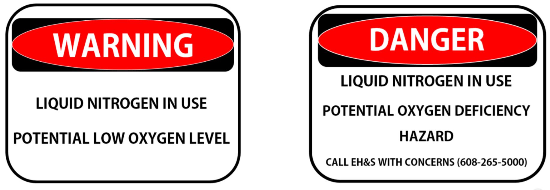 Examples of both a Warning sign and a Danger sign